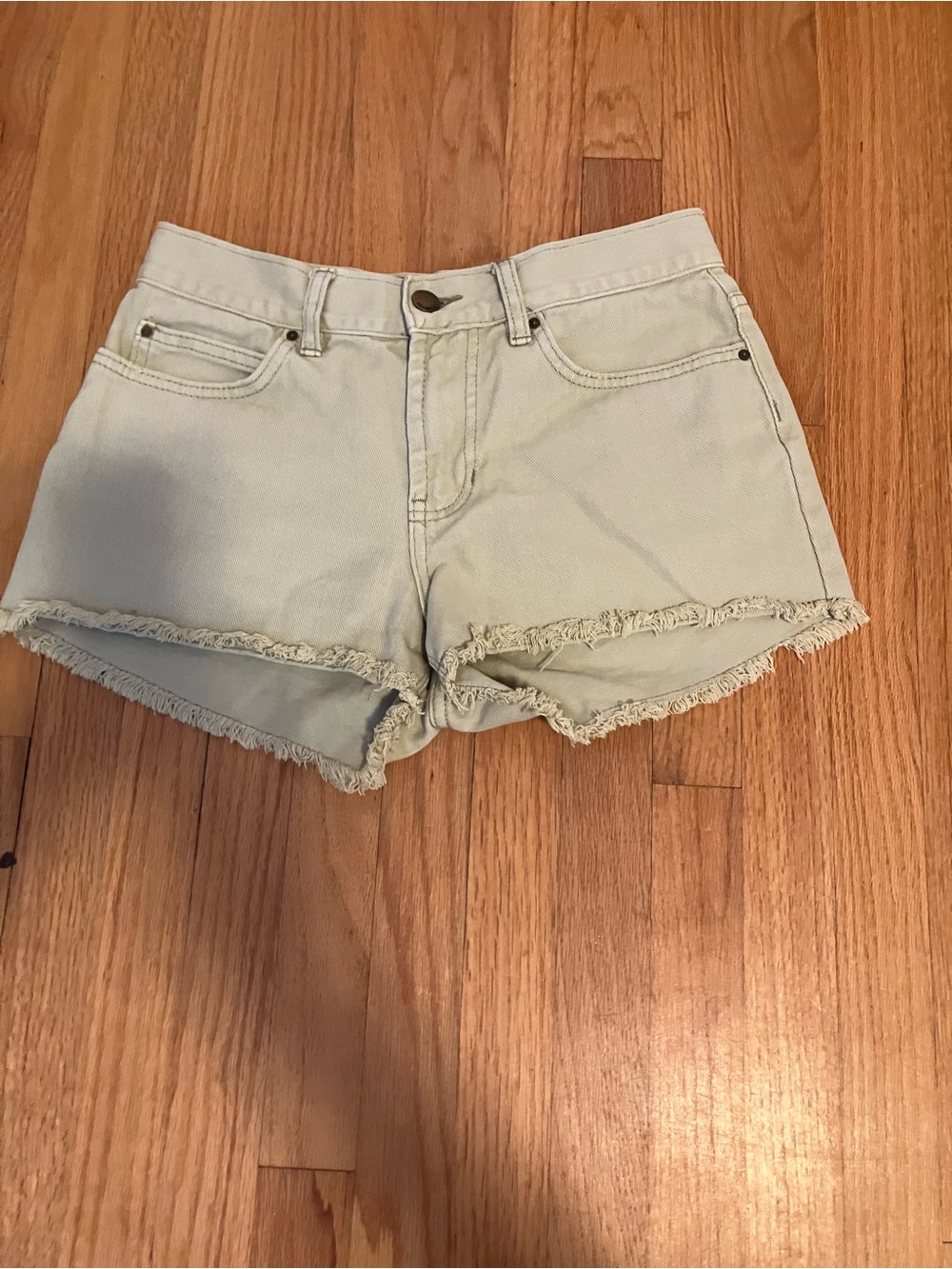 Billa Bong Frayed Hem Canvas Shorts in Light Sage